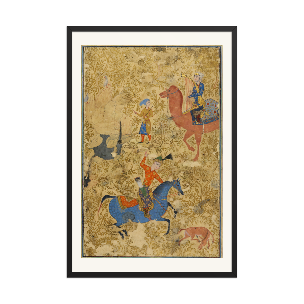 Bahram Gur and Azada — Safavid Shahnama | Restored Persian Wall Art — view 7
