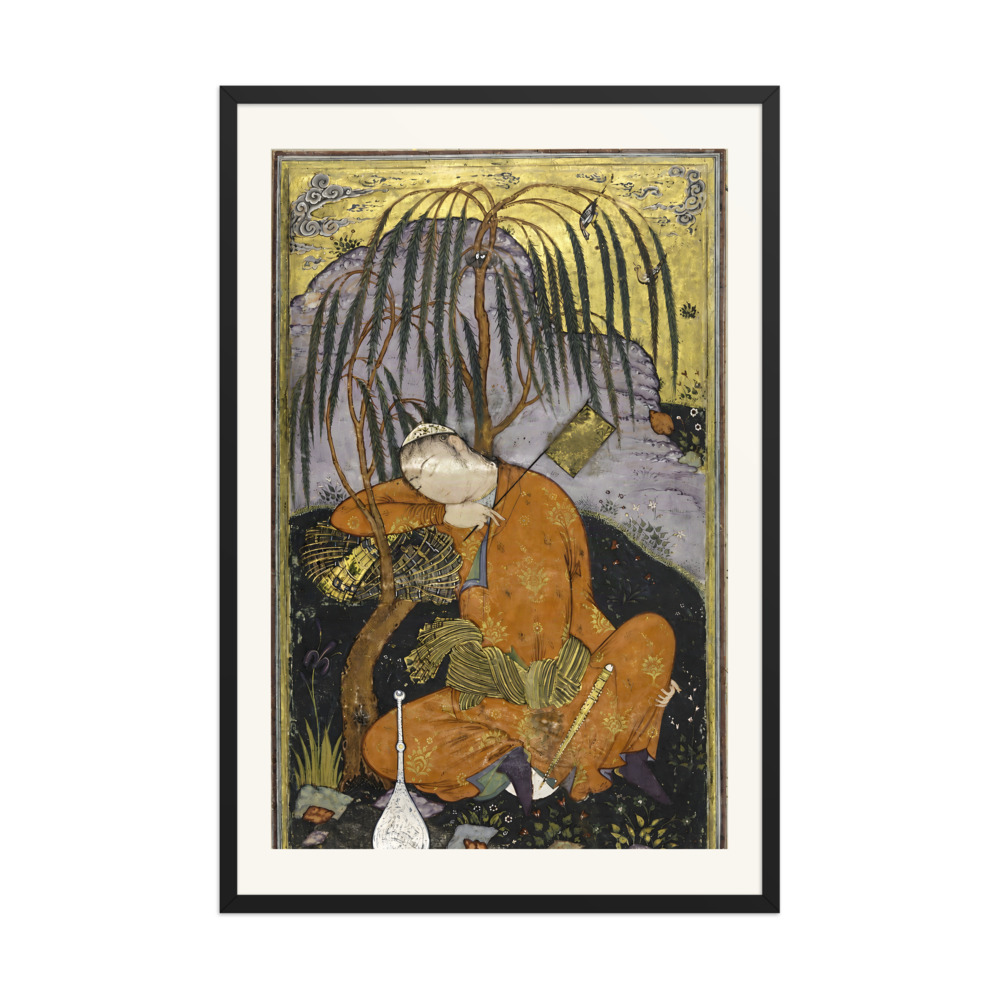 Sleeping Youth beneath a Willow — Isfahan | Restored Persian Wall Art — view 7