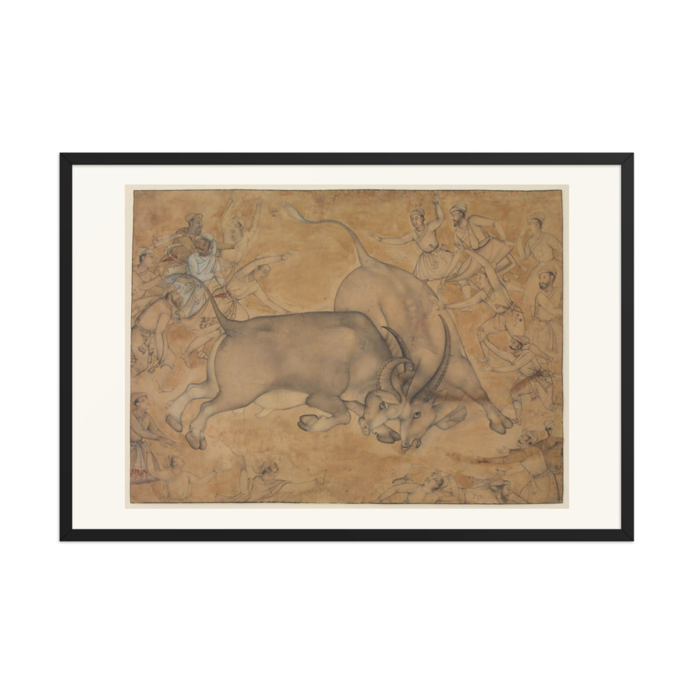 Buffaloes in Combat, attributed to Miskin | Restored Mughal Wall Art — view 8