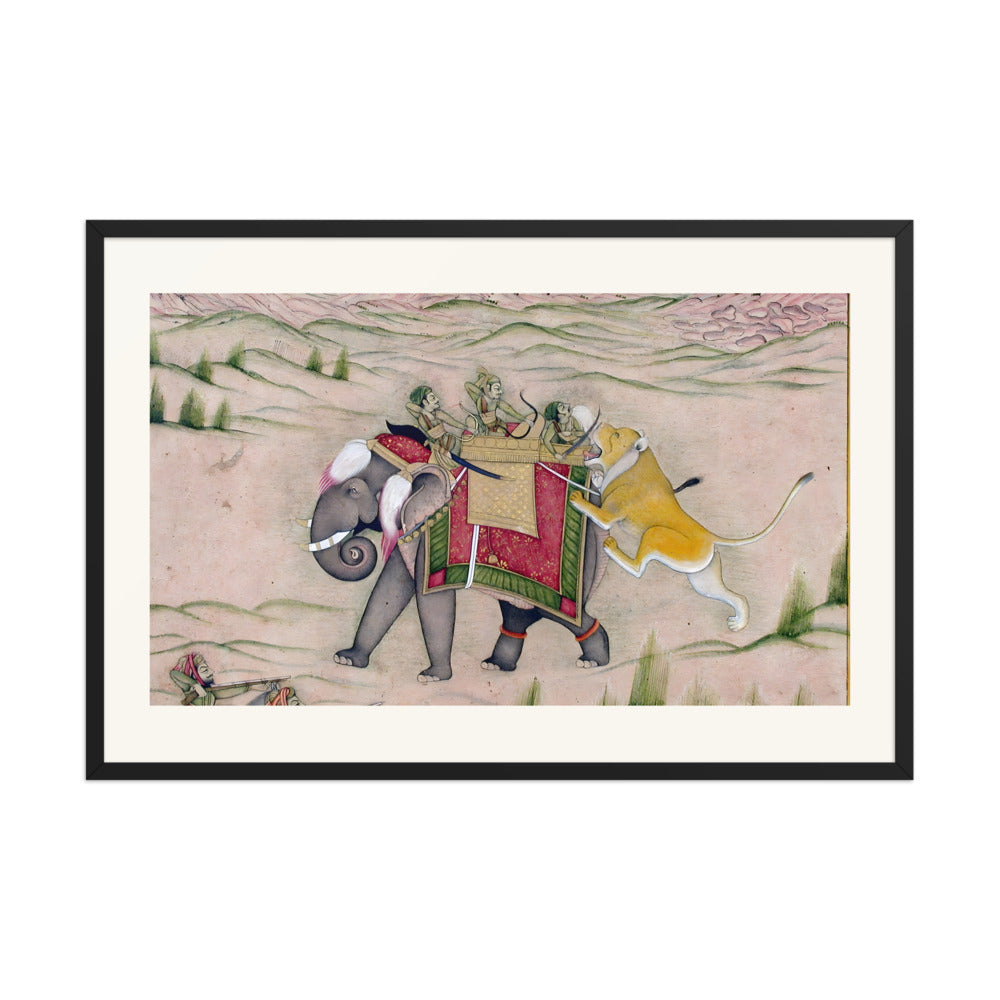A Lion Springs at the Royal Elephant — Kishangarh Hunt — view 8