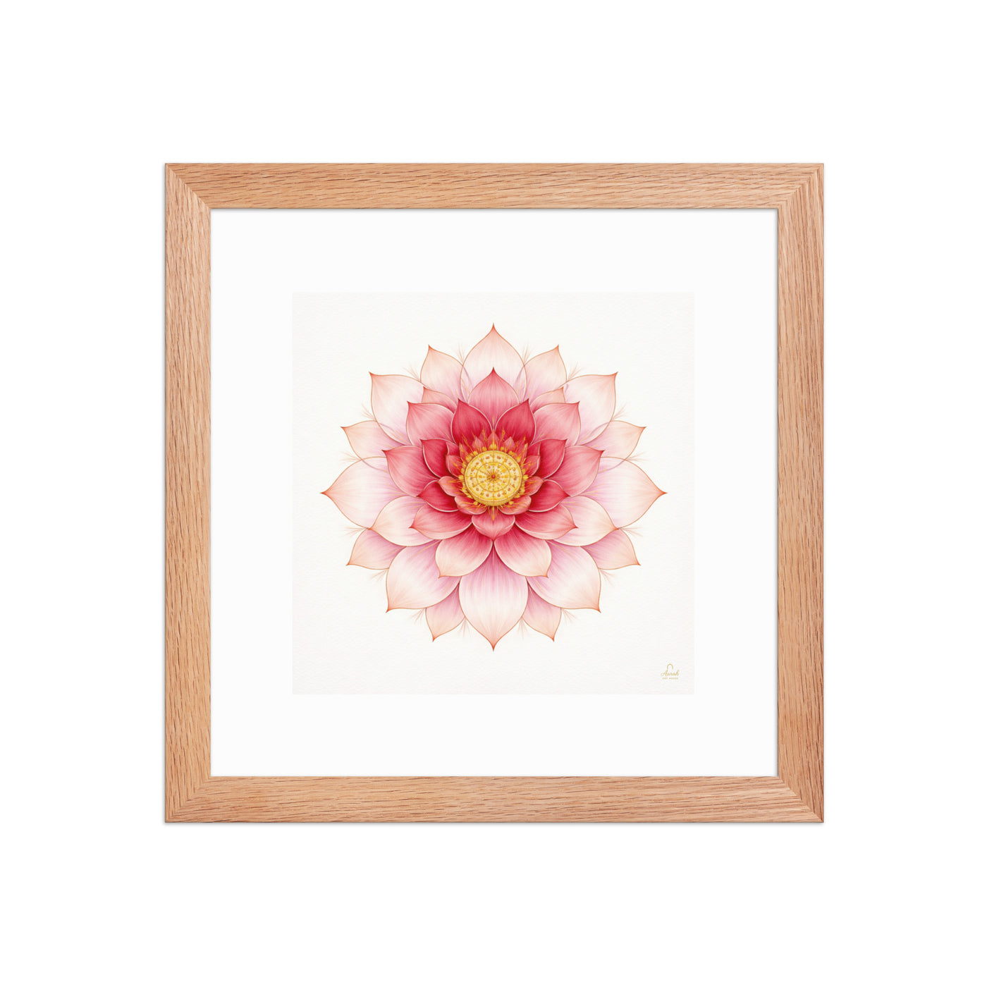 Rosette of Noor – Mughal Lotus Mandala Canvas in Pink and Gold — view 5