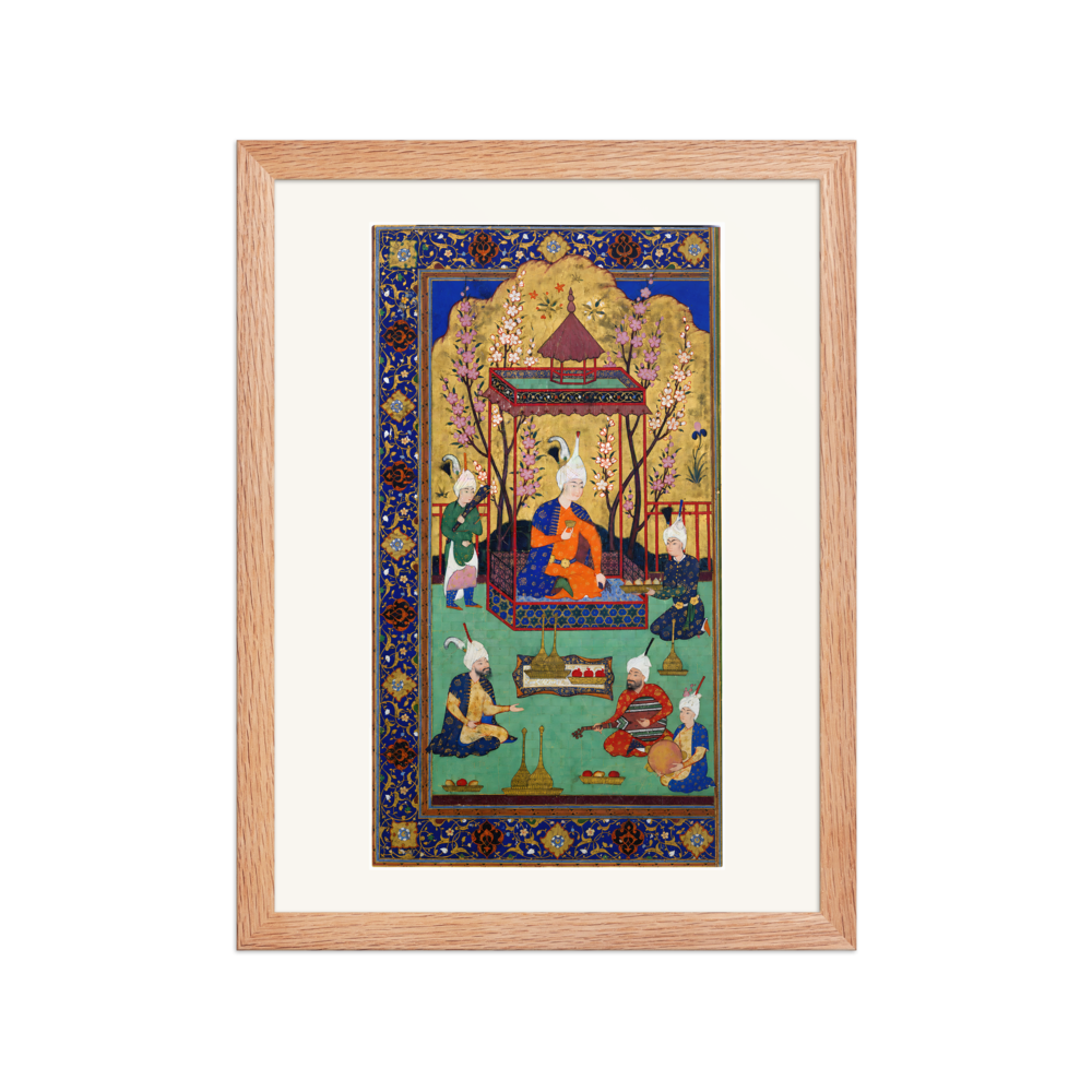 Prince in a Garden Courtyard — Tabriz, 1525 | Restored Persian Wall Art — view 2