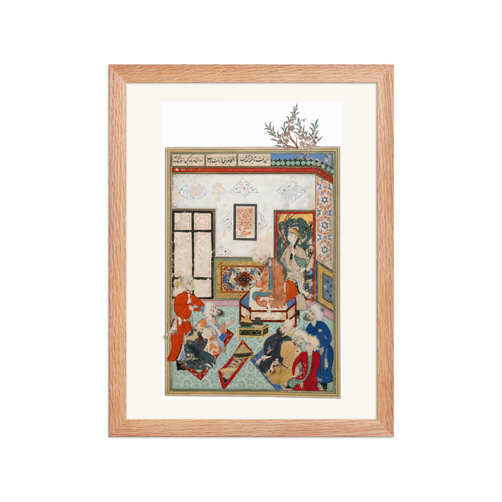 King Salih of Syria Entertaining Two Dervishes — Bustan of Sa'di | Restored Persian Wall Art — view 2