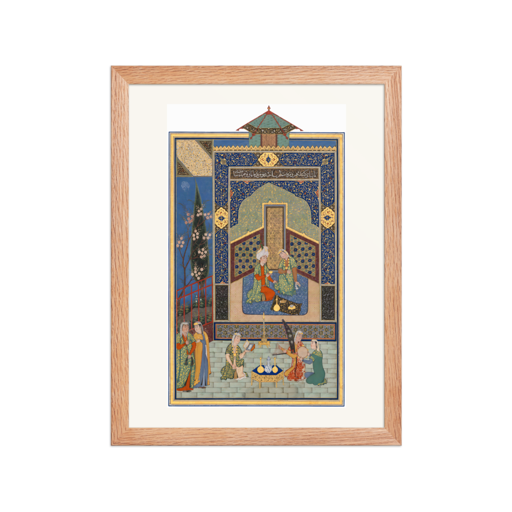 Bahram Gur in the Turquoise Palace on Wednesday — Herat, 1525 | Restored Persian Wall Art — view 2