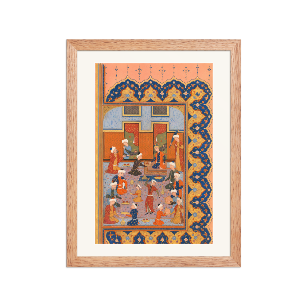 A Scene of Conviviality at Court — Divan of Mir 'Ali Shir | Restored Persian Wall Art — view 2