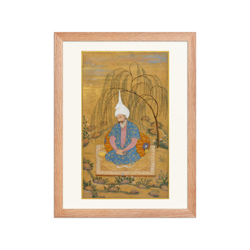 Shah Tahmasp Seated beneath a Willow — Safavid Qazvin | Restored Persian Wall Art — view 2