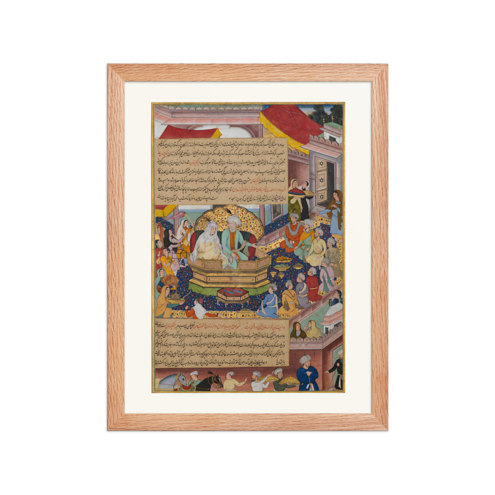Tumanba Khan, His Wife and His Nine Sons — Chingiznama | Restored Mughal Wall Art — view 2