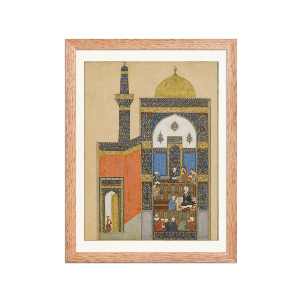 Laila and Majnun at School — Khamsa of Nizami, Herat 1432 | Restored Persian Wall Art — view 2