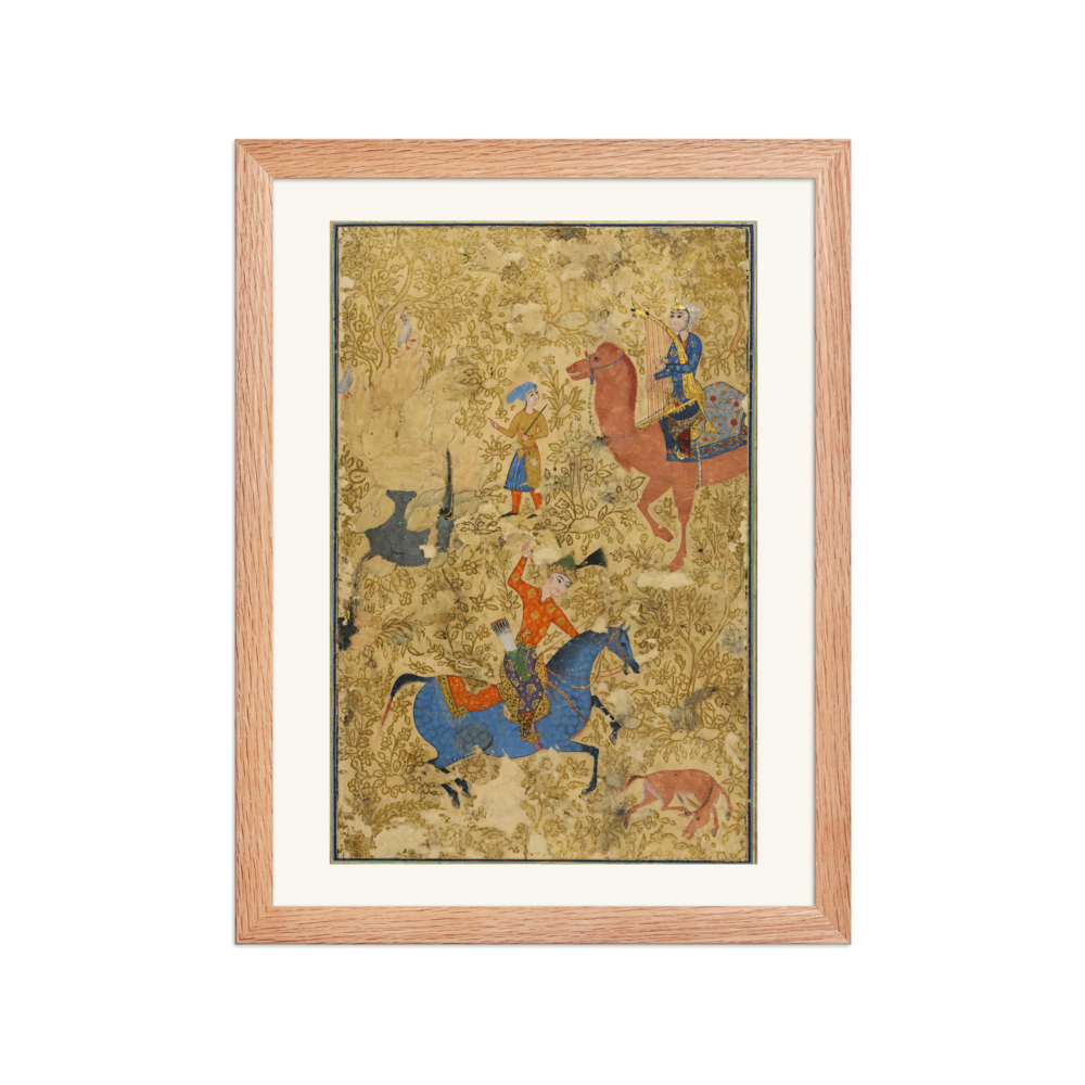 Bahram Gur and Azada — Safavid Shahnama | Restored Persian Wall Art — view 2