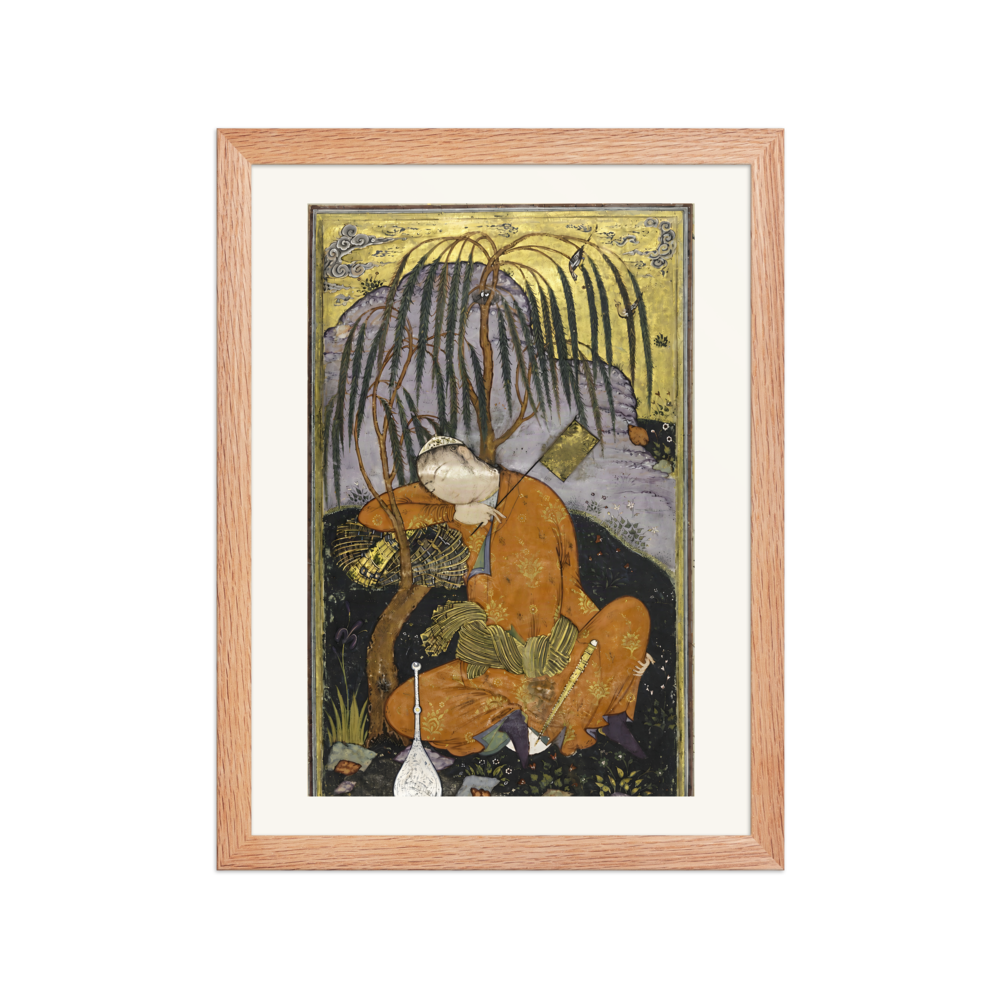 Sleeping Youth beneath a Willow — Isfahan | Restored Persian Wall Art — view 2