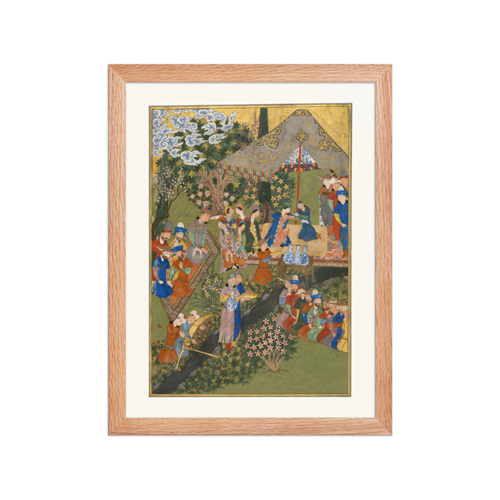 Royal Reception in a Landscape — Shiraz, 1444 (Right Panel) | Restored Persian Wall Art — view 2