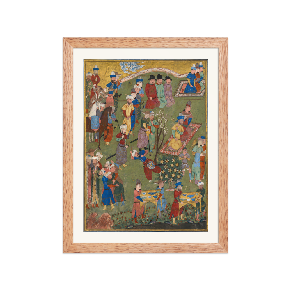 Royal Reception in a Landscape — Shiraz, 1444 (Left Panel) | Restored Persian Wall Art — view 2