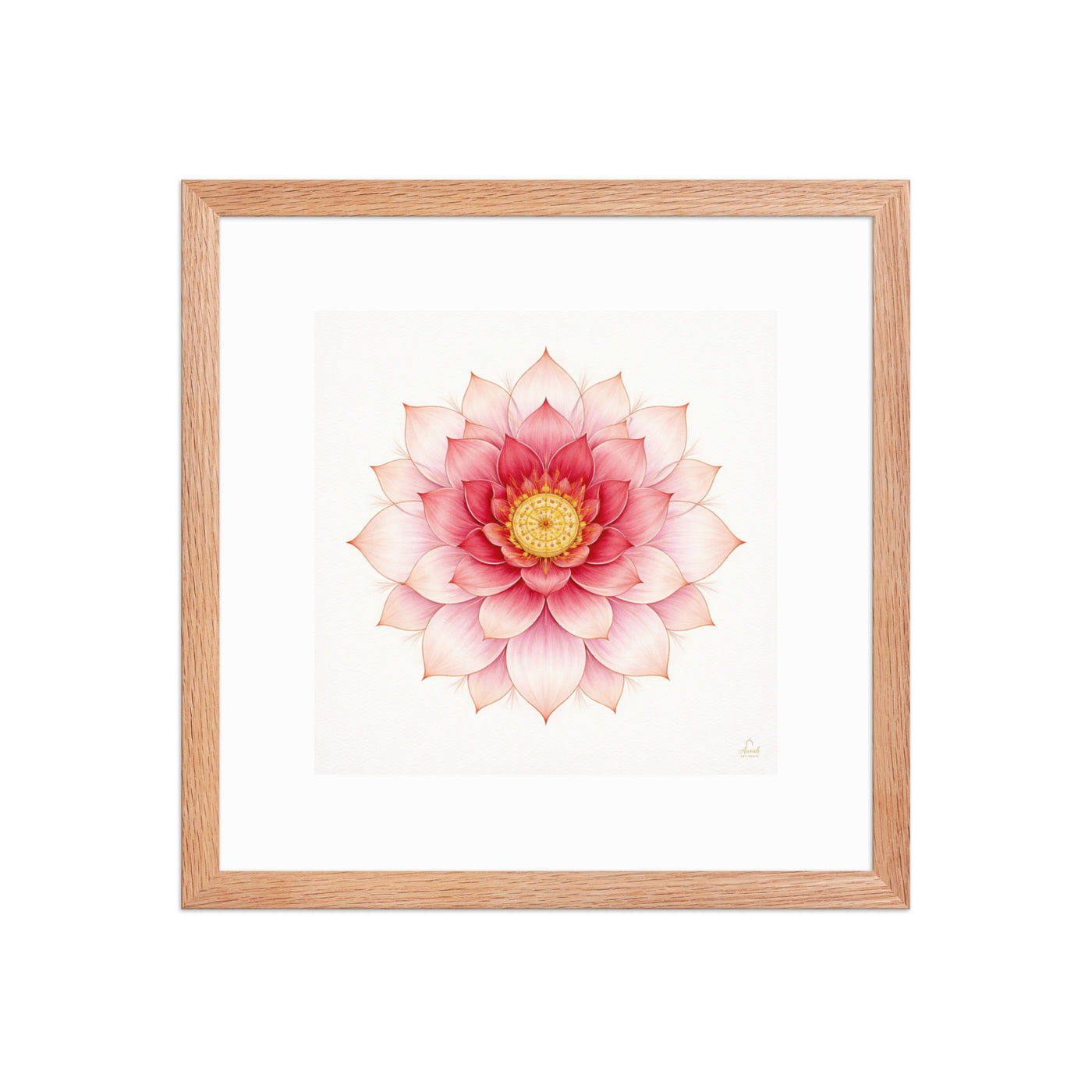 Rosette of Noor – Mughal Lotus Mandala Canvas in Pink and Gold — view 8