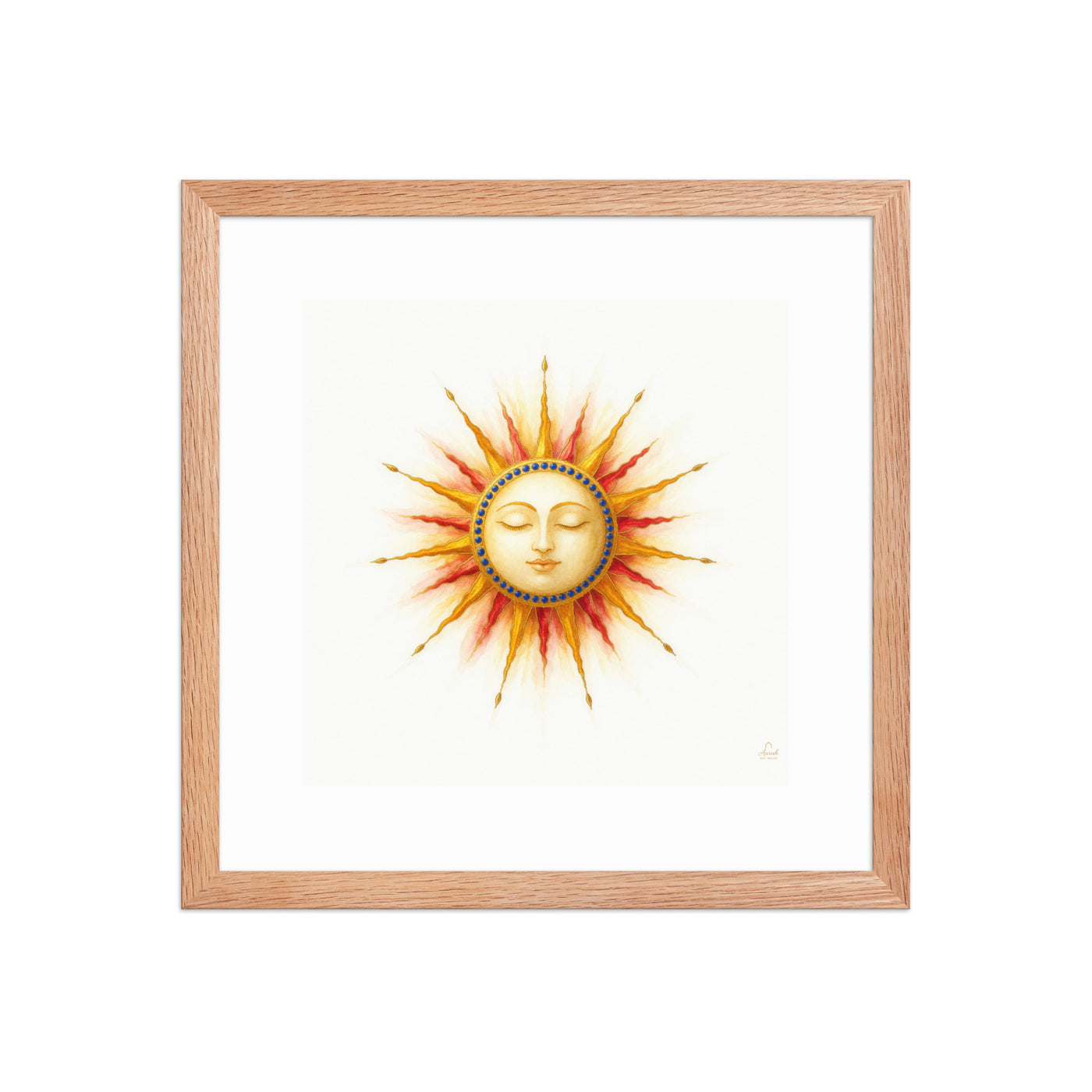 Mughal Celestial Sun Face Canvas Art – Golden Cosmic Wall Decor — view 5