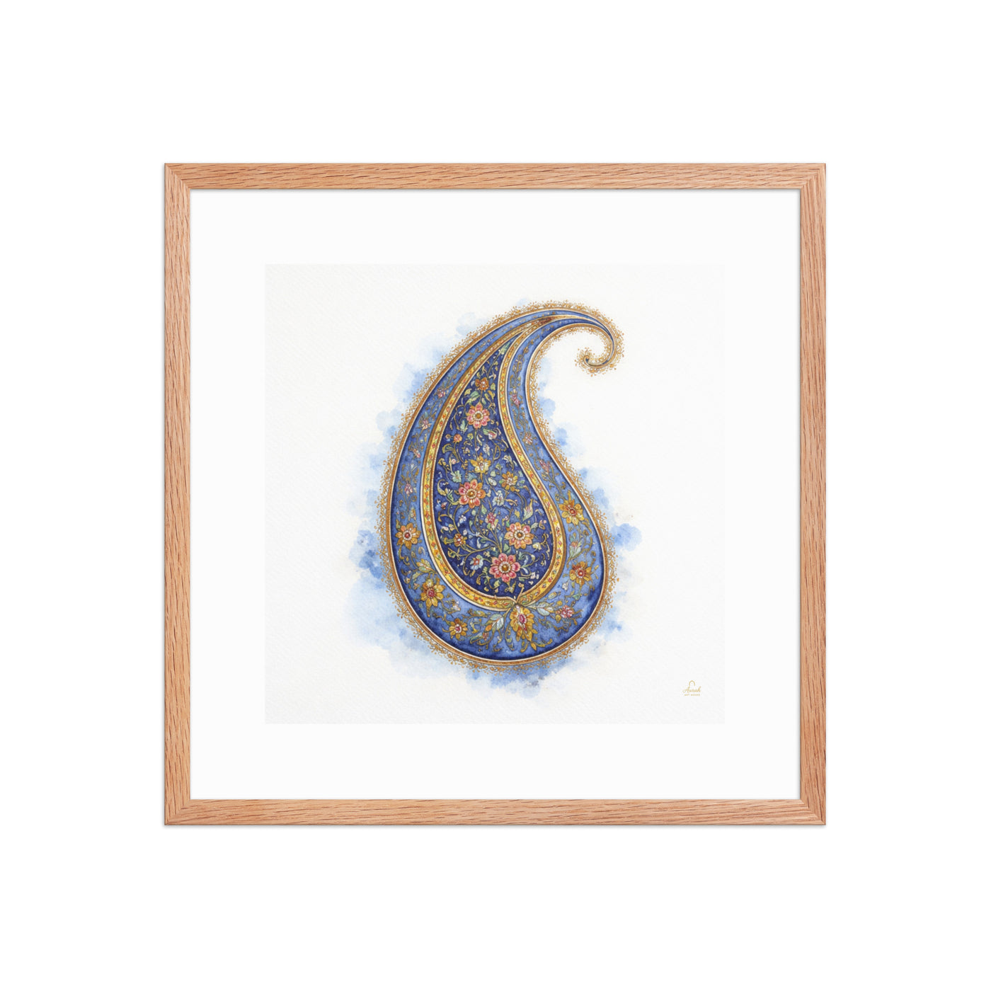 Boteh Paisley Mughal Wall Art | Persian Inspired Floral Print for Elegant Home Decor — view 3