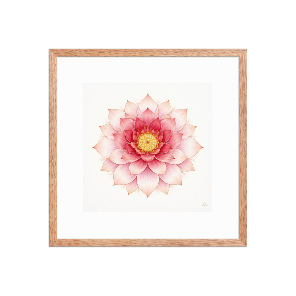 Rosette of Noor – Mughal Lotus Mandala Canvas in Pink and Gold — view 2