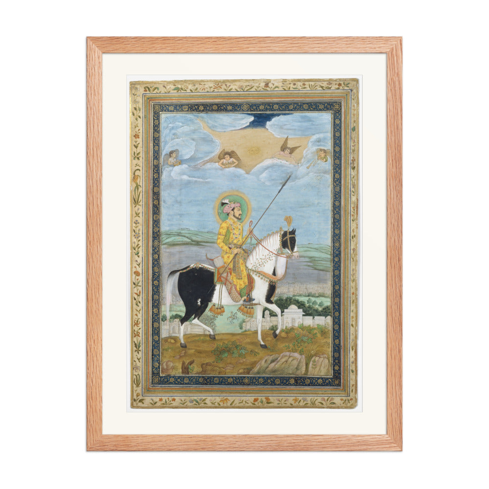 Portrait of Shah Jahan on Horseback | Restored Mughal Wall Art — view 3