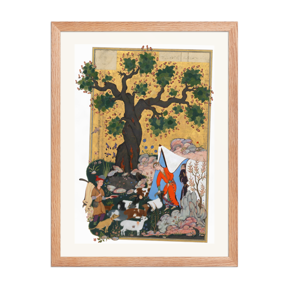 Majnun Comes Before Layli Disguised as a Sheep | Restored Persian Miniature — view 5