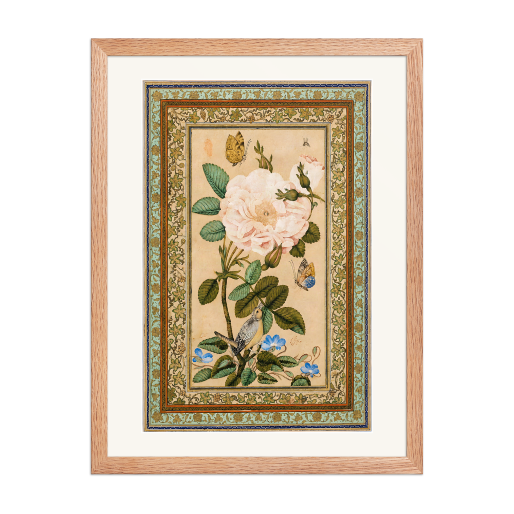 Gul-o Bulbul — A Bird in a Rose Bush | Restored Qajar Painting — view 5