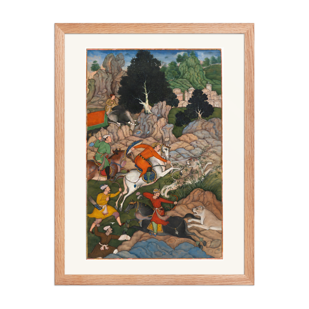 Akbar Hunting — Akbarnama | Restored Mughal Wall Art — view 5