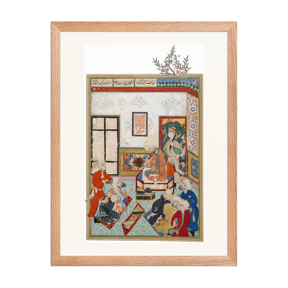 King Salih of Syria Entertaining Two Dervishes — Bustan of Sa'di | Restored Persian Wall Art — view 5