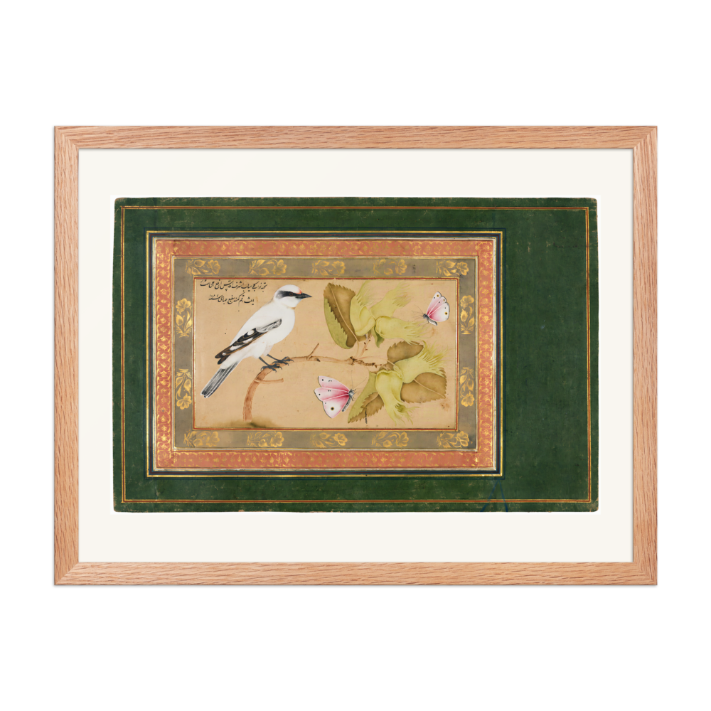 Bird on a Flowering Shrub — Isfahan, 1651 | Restored Persian Wall Art — view 5