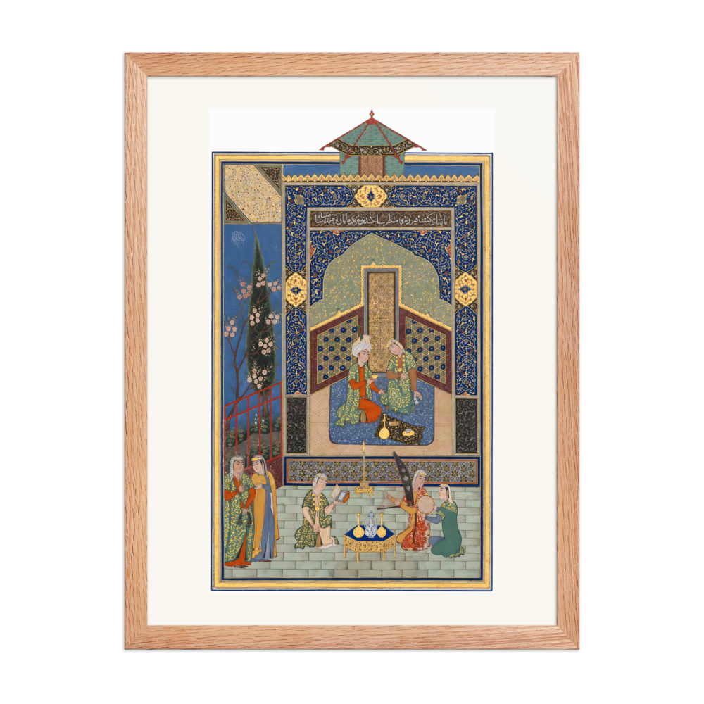 Bahram Gur in the Turquoise Palace on Wednesday — Herat, 1525 | Restored Persian Wall Art — view 5