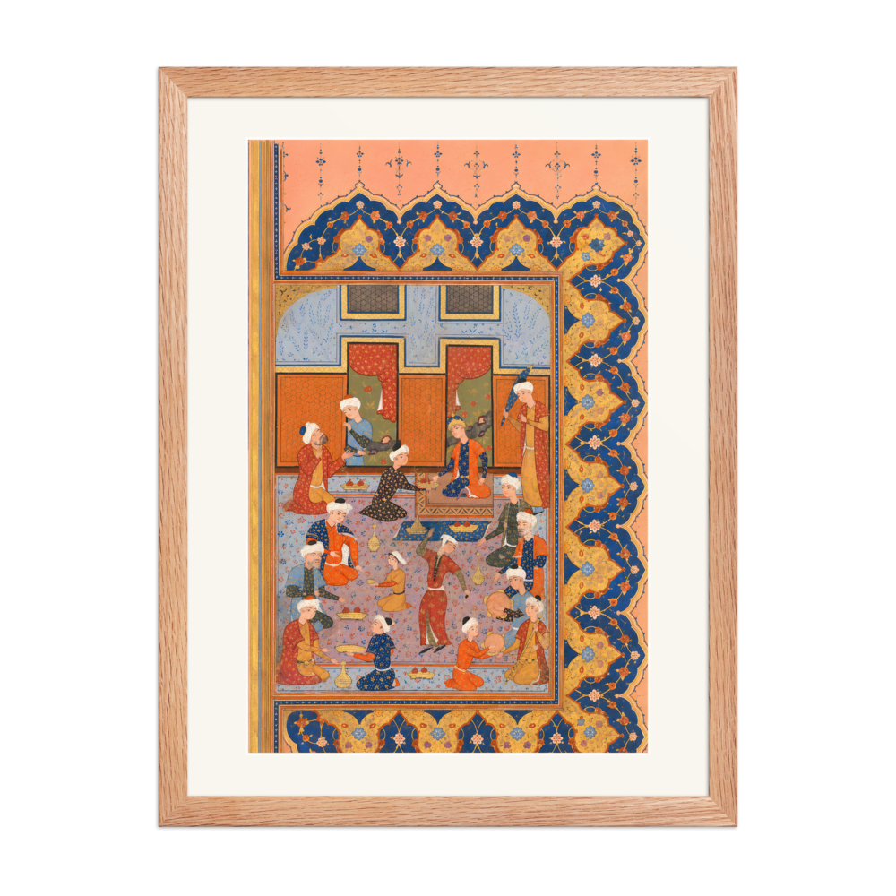 A Scene of Conviviality at Court — Divan of Mir 'Ali Shir | Restored Persian Wall Art — view 5