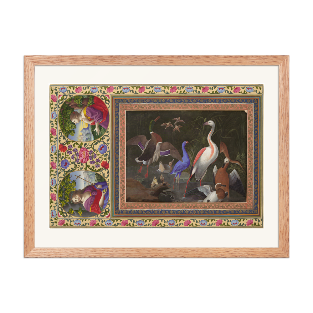 Aquatic Birds at a Pool — Davis Album | Restored Persian Wall Art — view 5