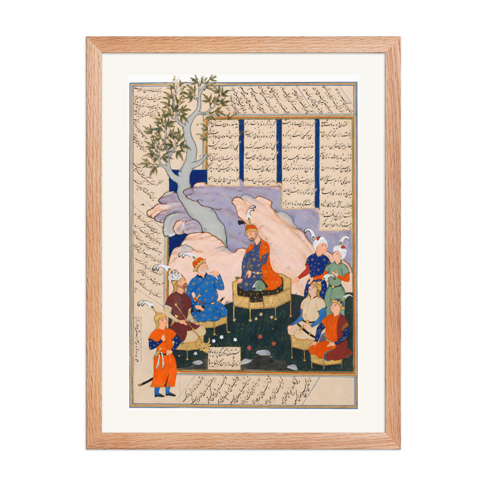 Luhrasp Hears of the Vanishing of Kai Khusrau — Shahnama, 1576 | Restored Persian Wall Art — view 5