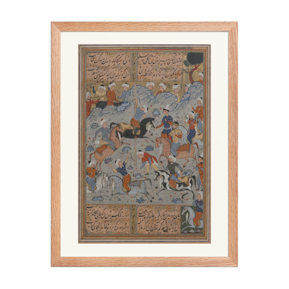 A Contest of Archery on Horseback — Safavid Divan | Restored Persian Wall Art — view 5