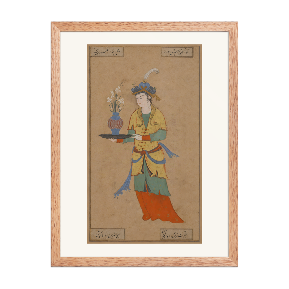 Woman with a Vase of Lilies — Safavid Iran | Restored Persian Wall Art — view 5