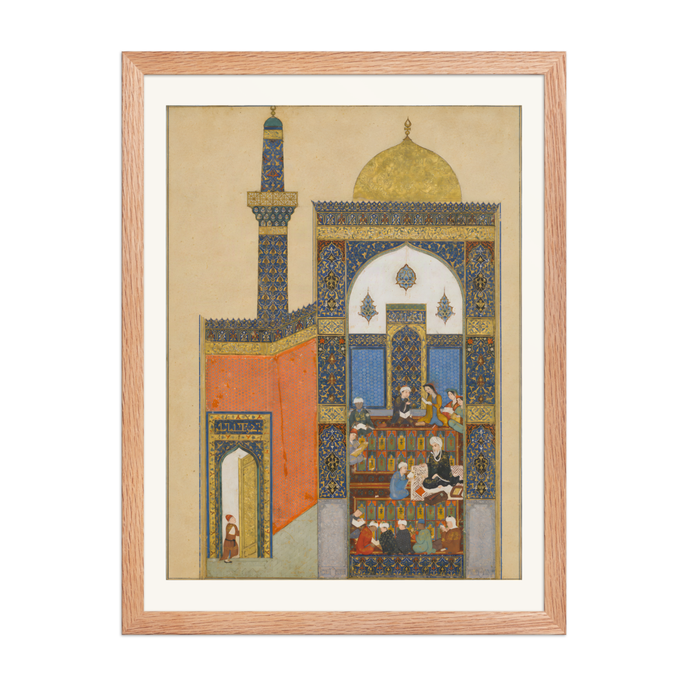 Laila and Majnun at School — Khamsa of Nizami, Herat 1432 | Restored Persian Wall Art — view 5