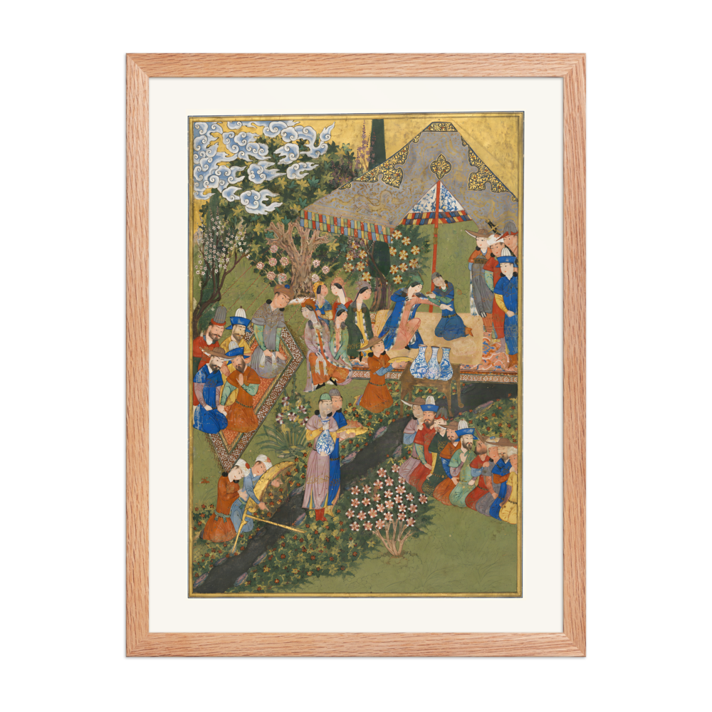 Royal Reception in a Landscape — Shiraz, 1444 (Right Panel) | Restored Persian Wall Art — view 5