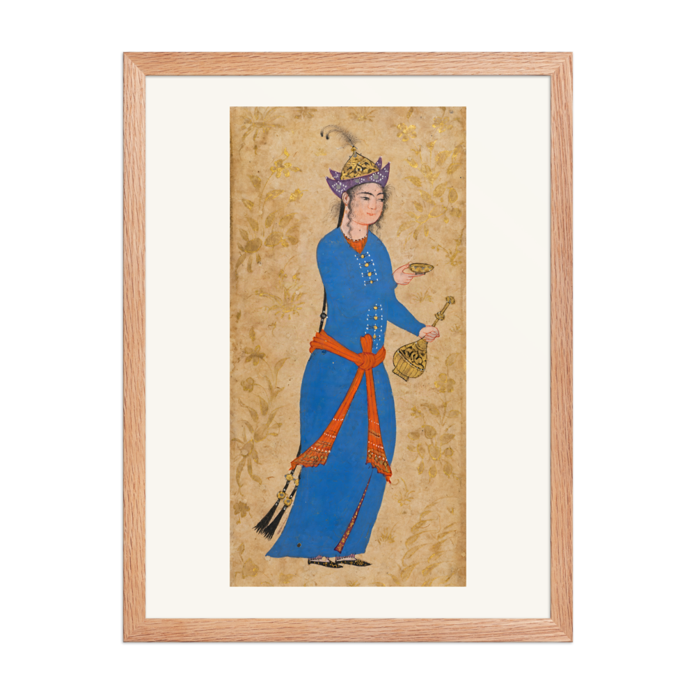 Princess with Wine Bottle and Cup — Safavid Iran | Restored Persian Wall Art — view 5