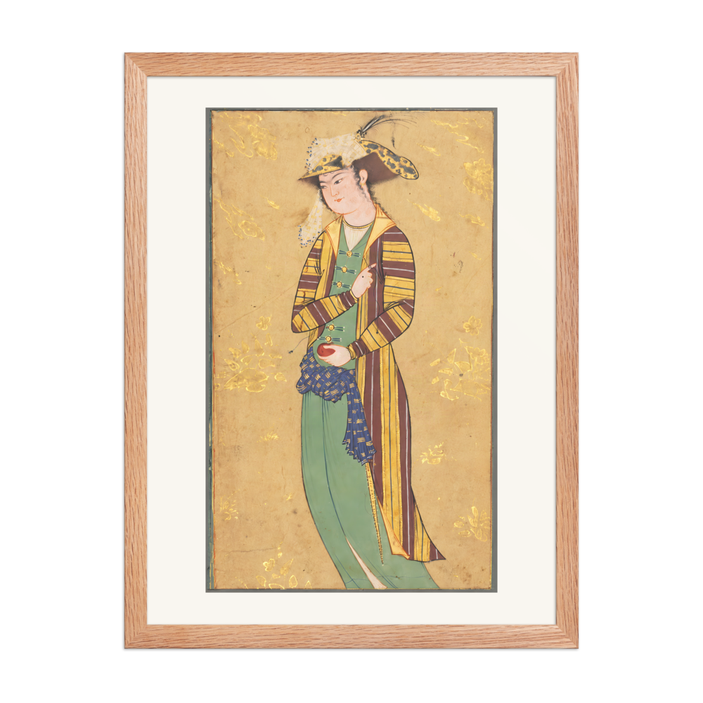 Youth Holding a Pomegranate — Isfahan | Restored Persian Wall Art — view 5