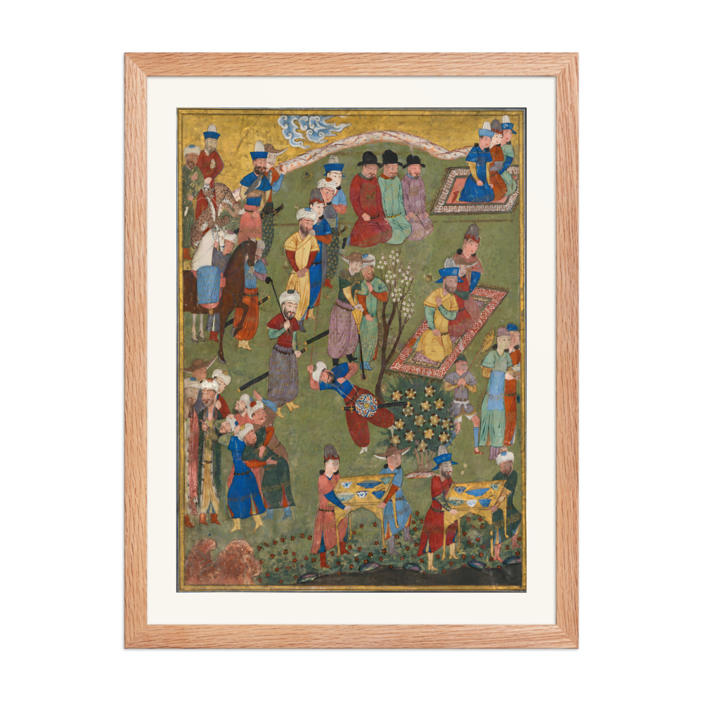 Royal Reception in a Landscape — Shiraz, 1444 (Left Panel) | Restored Persian Wall Art — view 5