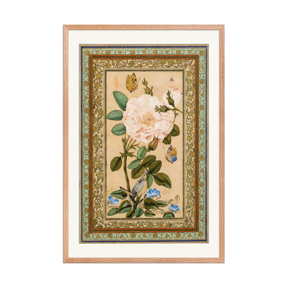 Gul-o Bulbul — A Bird in a Rose Bush | Restored Qajar Painting — view 8