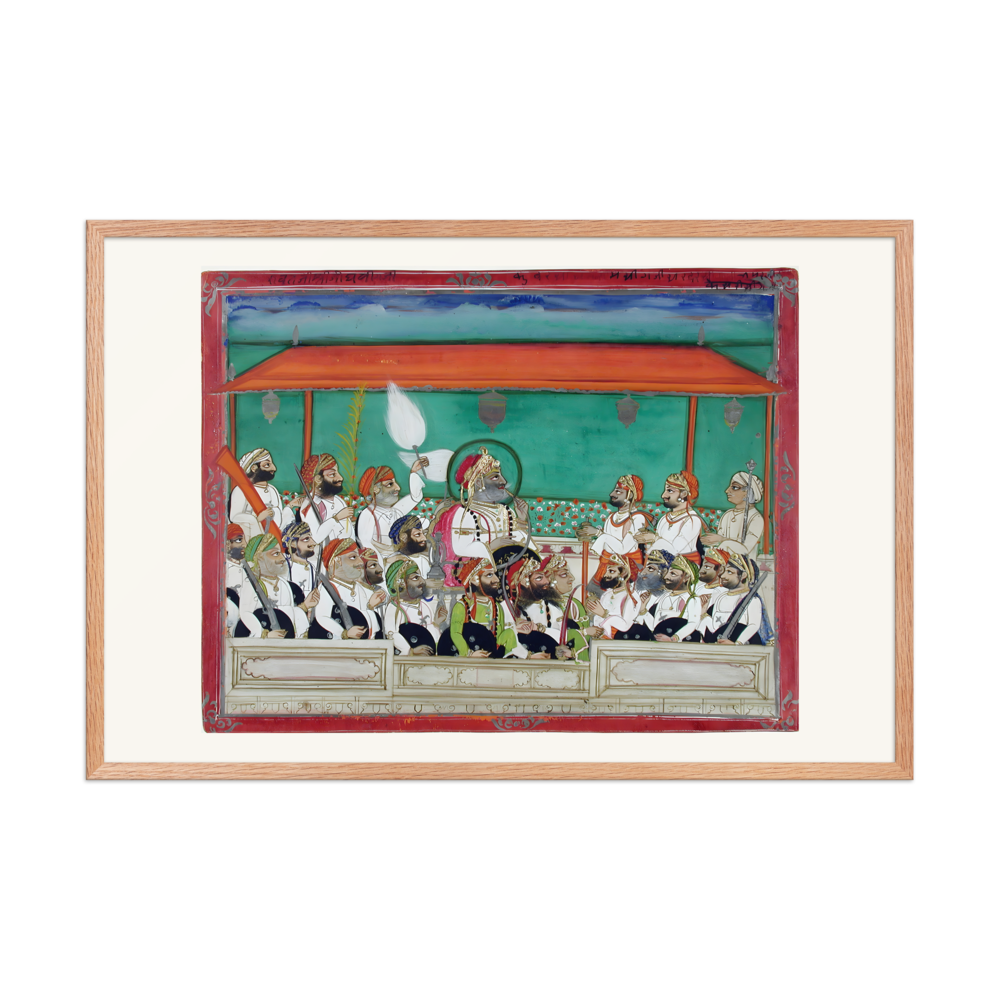 A Maharana Smoking His Hookah in Durbar — Restored Rajput Wall Art — view 9