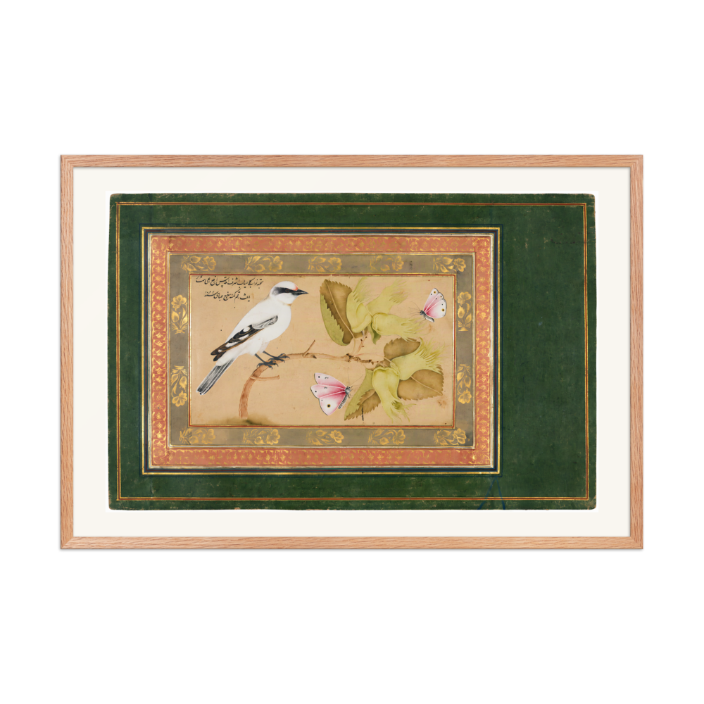 Bird on a Flowering Shrub — Isfahan, 1651 | Restored Persian Wall Art — view 8