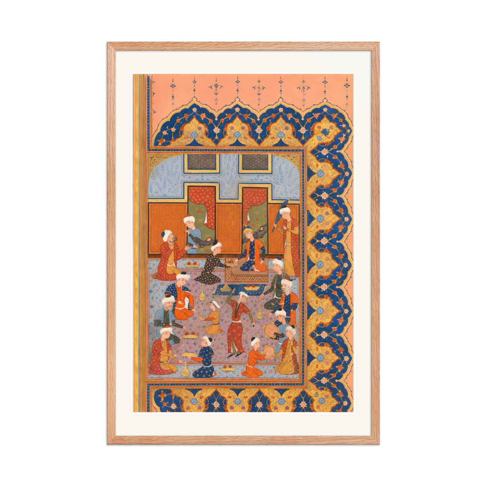 A Scene of Conviviality at Court — Divan of Mir 'Ali Shir | Restored Persian Wall Art — view 8