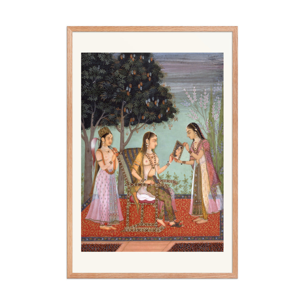 A Lady Gazing into a Mirror — Restored Rajput Wall Art — view 11