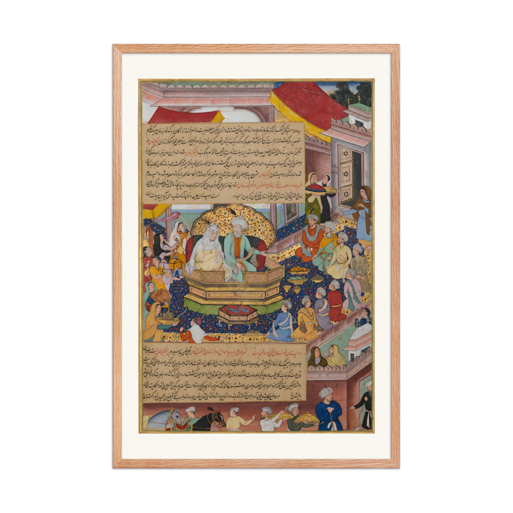 Tumanba Khan, His Wife and His Nine Sons — Chingiznama | Restored Mughal Wall Art — view 8