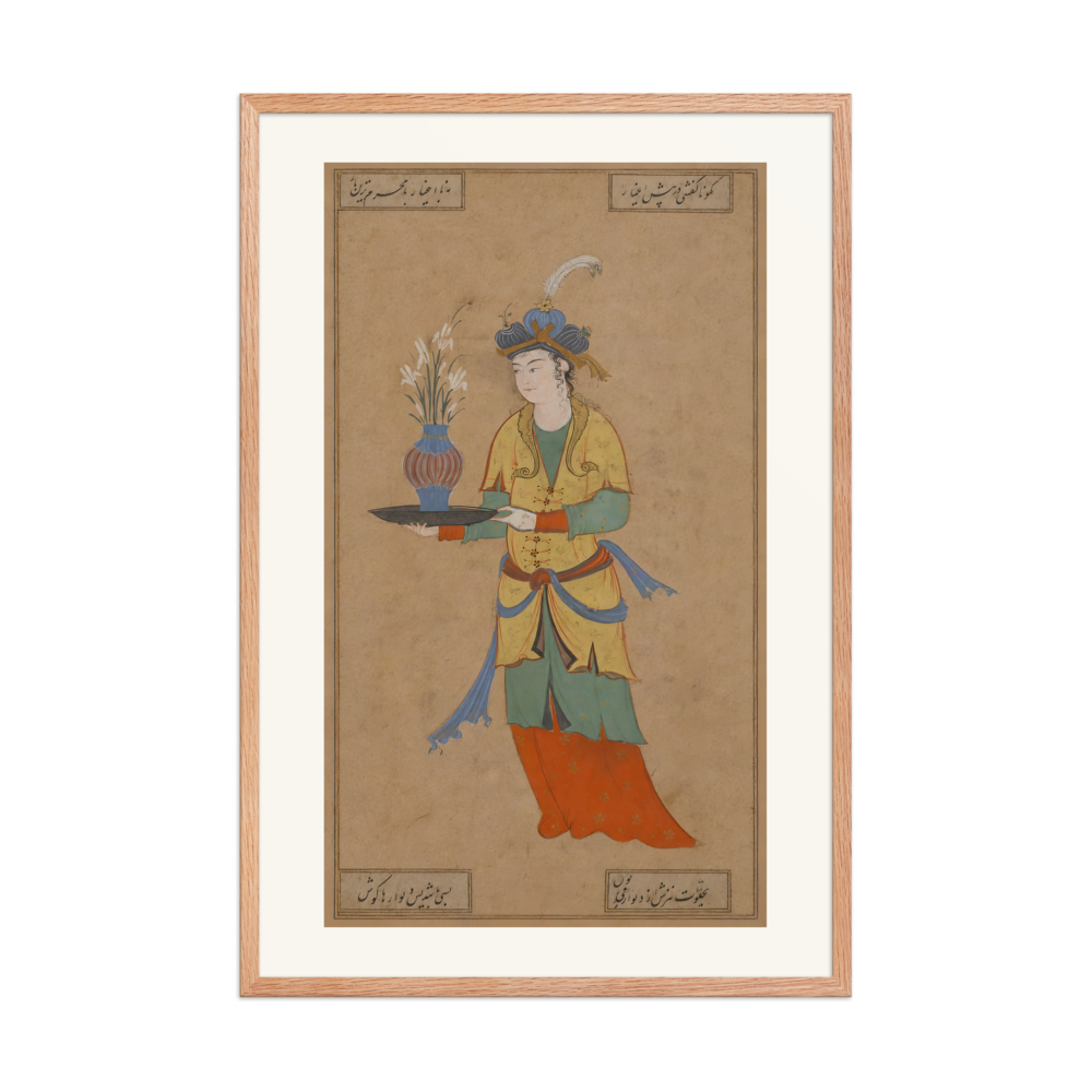 Woman with a Vase of Lilies — Safavid Iran | Restored Persian Wall Art — view 8