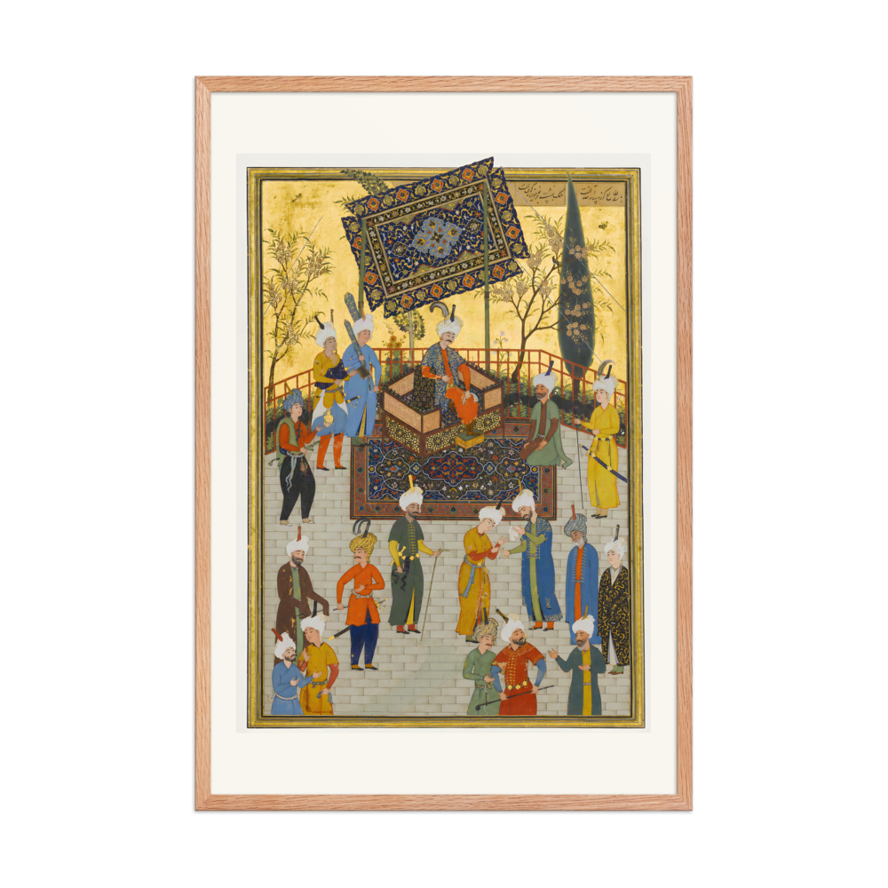 Khusrau Enthroned — Khamsa of Nizami, Herat | Restored Persian Wall Art — view 8