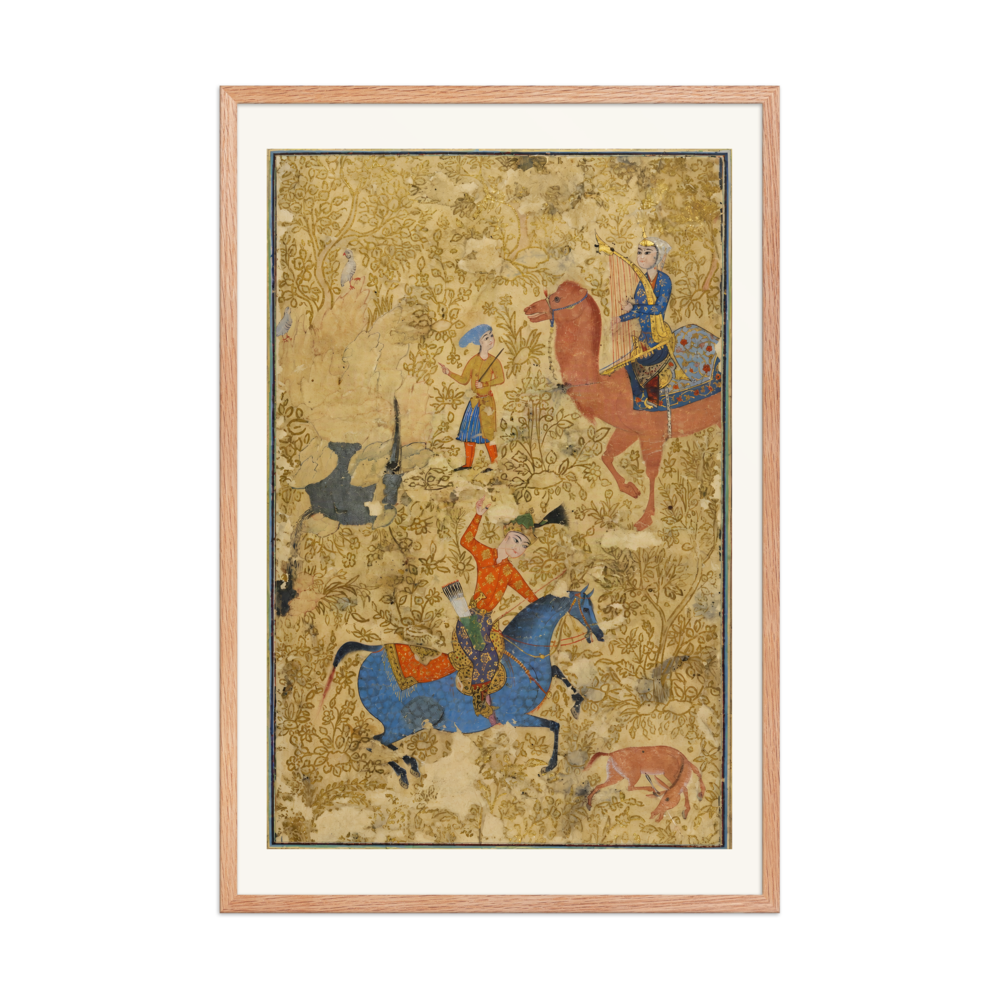 Bahram Gur and Azada — Safavid Shahnama | Restored Persian Wall Art — view 8