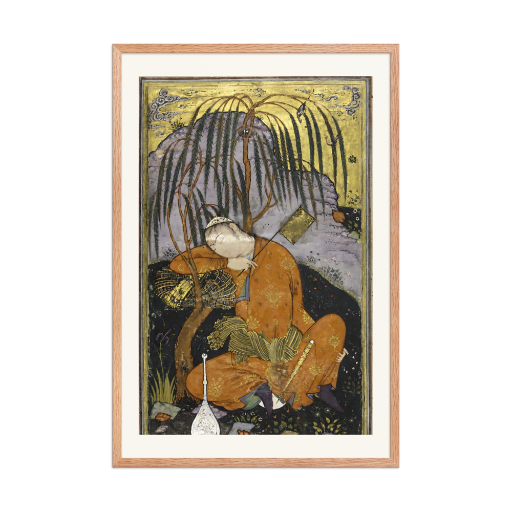 Sleeping Youth beneath a Willow — Isfahan | Restored Persian Wall Art — view 8