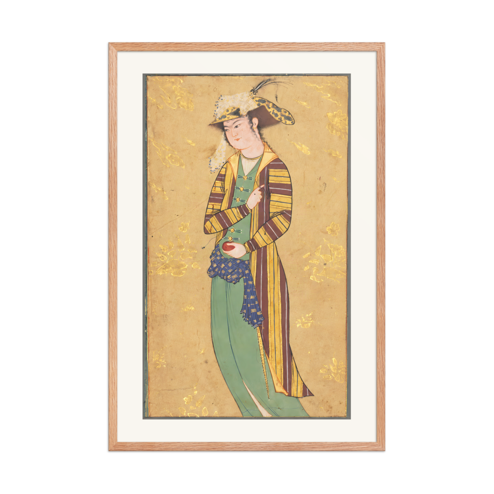 Youth Holding a Pomegranate — Isfahan | Restored Persian Wall Art — view 8