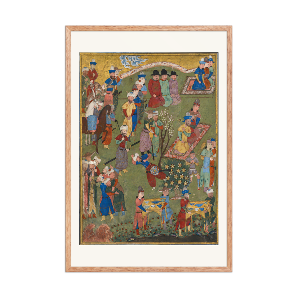 Royal Reception in a Landscape — Shiraz, 1444 (Left Panel) | Restored Persian Wall Art — view 8