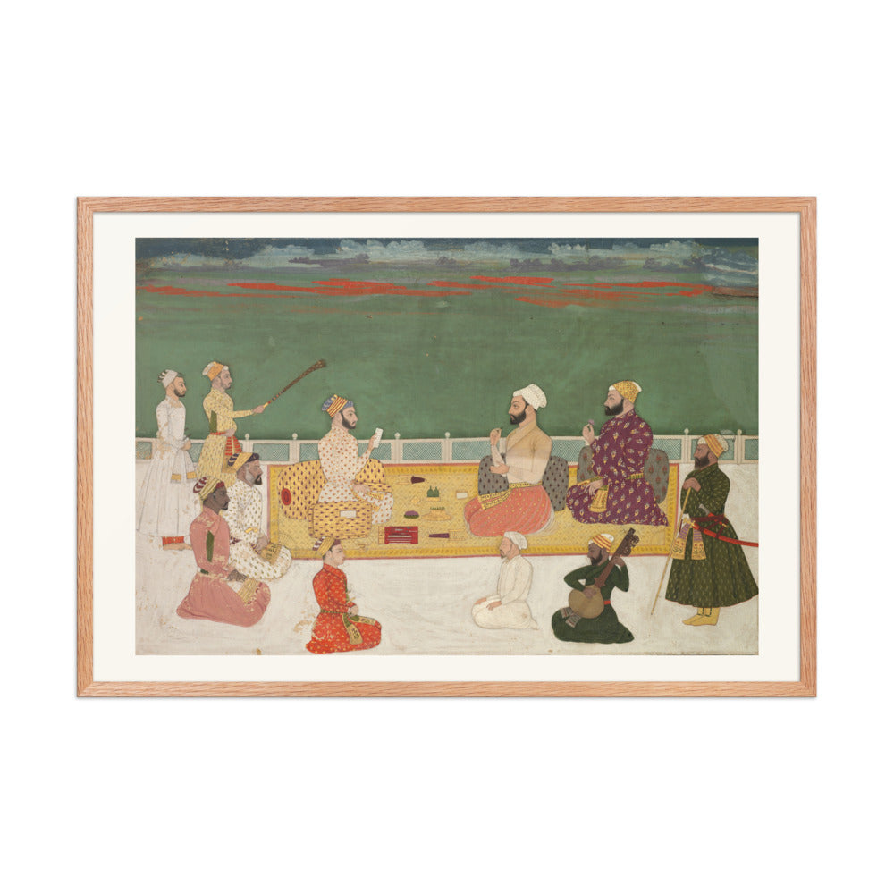 A Ruler Presents a Document to Visiting Nobles — Restored Mughal Wall Art — view 9